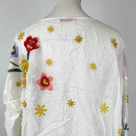 NWOT Johnny Was Texa Embroidered Floral Top Button-Down Tunic Shirt Blouse Sz S - Picture 8 of 15